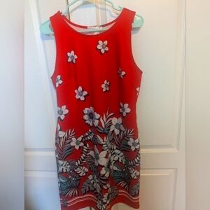 Red floral (large) shift dress